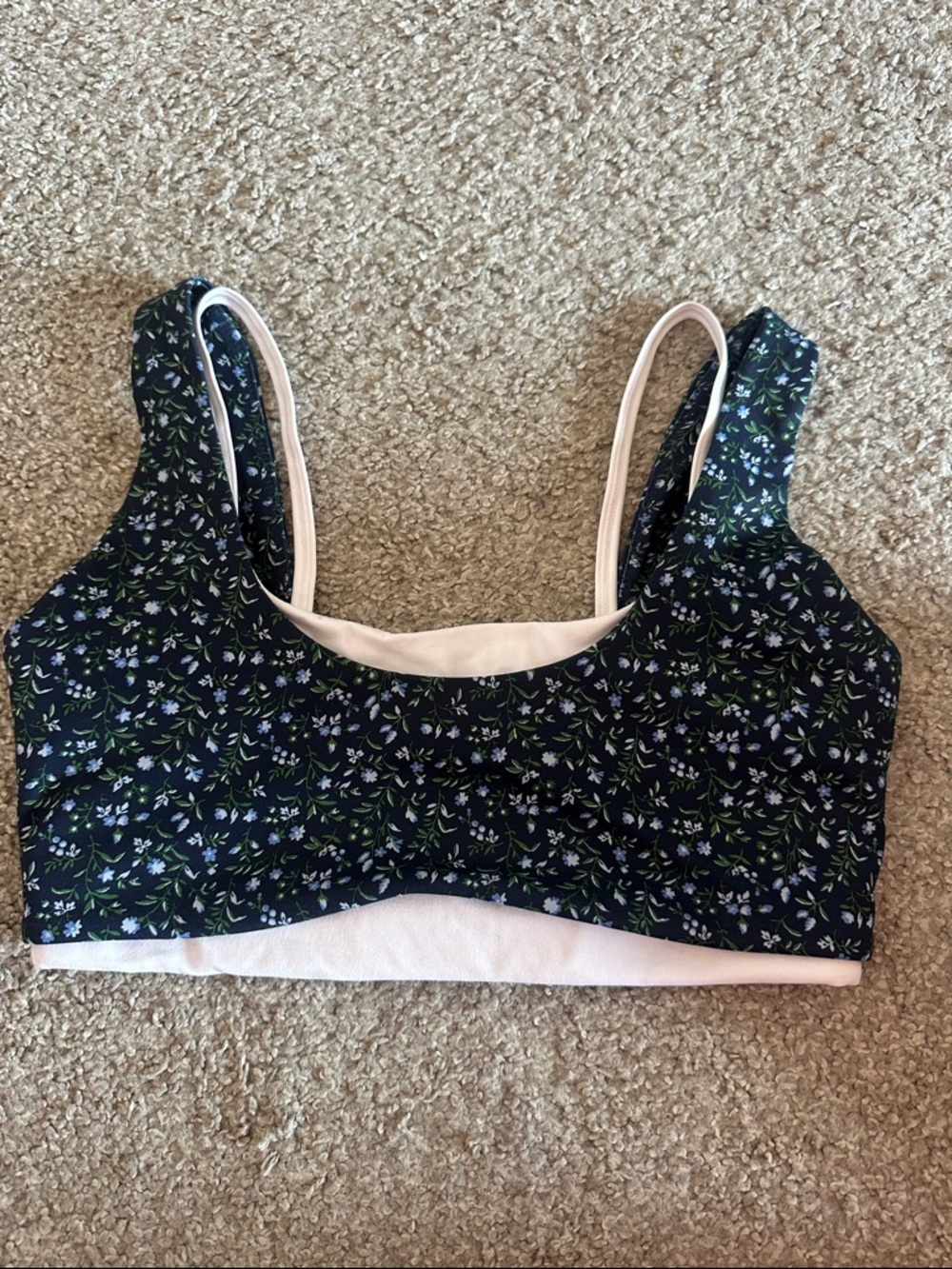 YPB Double-Layered Sports Bra Navy Floral